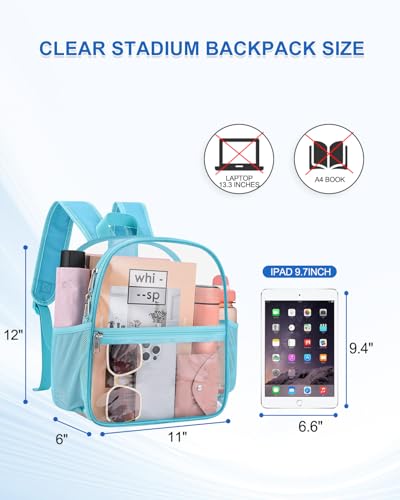 Image of Clear Backpack for Stadium Events, 12x12x6 Small Clear Plastic bag with Reinforced Straps for Game Security Festival Concert