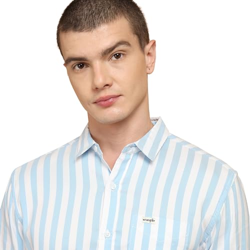 Image of Wrangler Male Blue Regular Fit Shirt