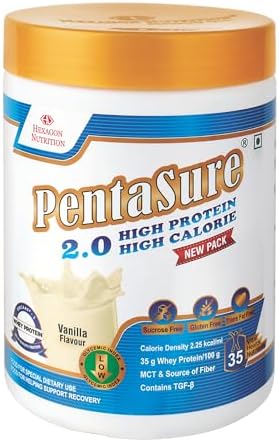 PENTASURE 2.0 High Protein High Calorie | Lean Mass Gainer Powder | Weight Gain Supplement with Vitamin & Mineral | Vanilla flavor - 400g | 34.7g Protein per 100g