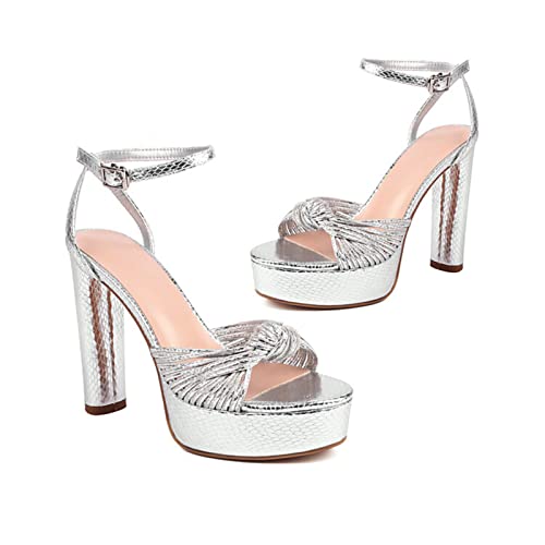 Goolita Bow Metallic Platform Heels for Women Chunky Buckle Ankle Strap Heeled Sandals Sexy Snakeskin Comfortable Party Bridal Shoes2