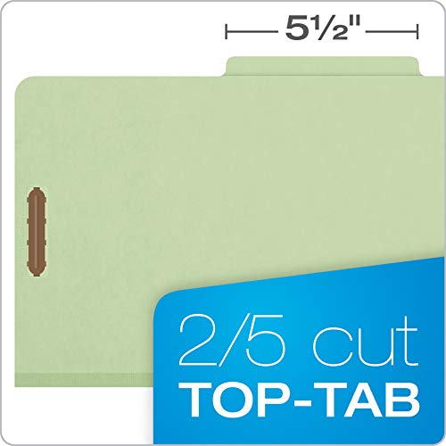 Pendaflex-Recycled-Classification-File-Folders-2-Dividers-2-Embedded-Fasteners-25-Tab-Cut-Legal-Size-Light-Green-Box-of-10-29076R