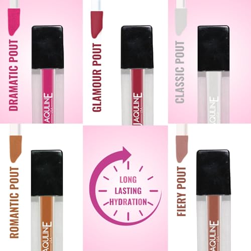 Image of JAQULINE USA Glossy Pout Multicolor Lipsticks Gift Combo Set | Long Lasting Hydration | Smooth & Shiny Finish | Vibrant Color Payoff | Moisturizes Lips | Lightweight Texture | 5 x 3.5ml