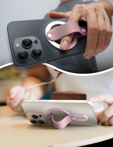 Image of GripMate for MagSafe Phone Grip for iPhone - Magnetic Phone Ring Holder Detachable for iPhone 17 - Comfortable Finger Phone Loop Grip for Apple 16 /15 /14 /13 /12,Pink