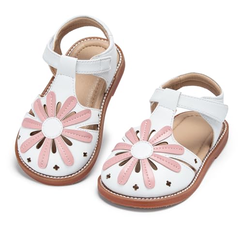 Little Girl's Closed Toe Summer Princess Flat Flower Sandals Toddler Sandals