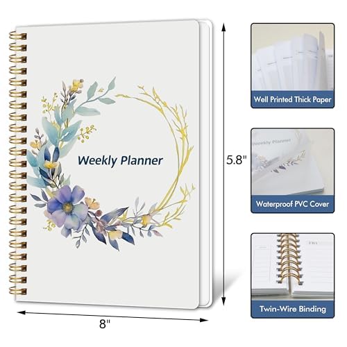 Undated Weekly Planner Notebook, A5 Planner Notebook Daily Diary,Weekly Goals with Habit Tracker 52 Weeks Planning for College Work - Image 3