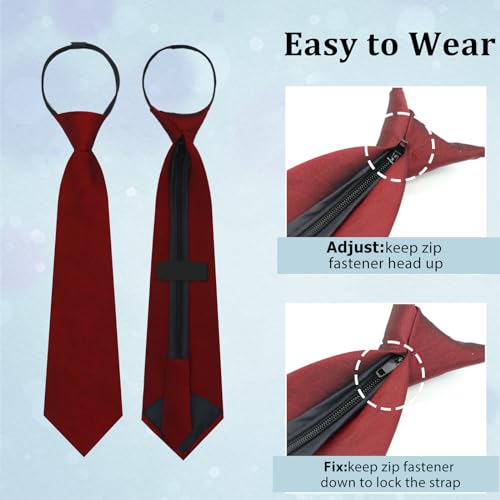 Image of Luckyvestir Womens Tie, Pre Tied Black /Red Ties for Women Adjustable Zipper Womens Necktie