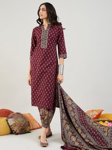 Image of INDO ERA Women Pure Cotton Kurta Set with Dupatta | Farsi Salwar Suit
