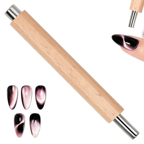 GWEOR Imán Potente para Uñas Cat Eye, Lápiz Magnético Grueso para Esmalte en Gel Ojo de Gato, Herramienta de Nail Art para Efectos 3D y Degradados Profesionales, Imán de Varita Mágica (Negro, 1 Pieza)