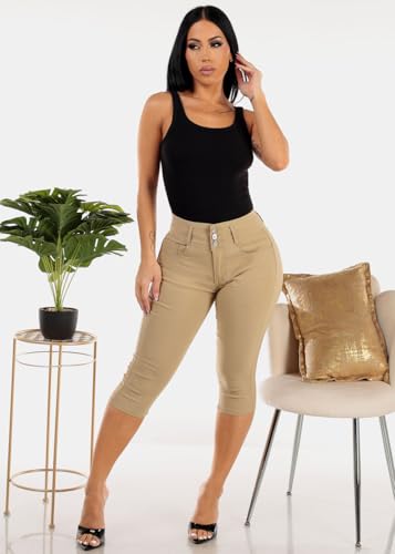 Moda Xpress Women's Hyper Stretch Butt Lifting High Waisted Casual Summer Slimming Colored Capris2