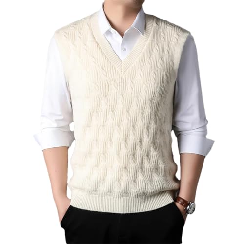 Men's V Neck Solid High End Fashion Sleeveless Wool Knit Sweater Vest for Casual Occasions Tank Tops