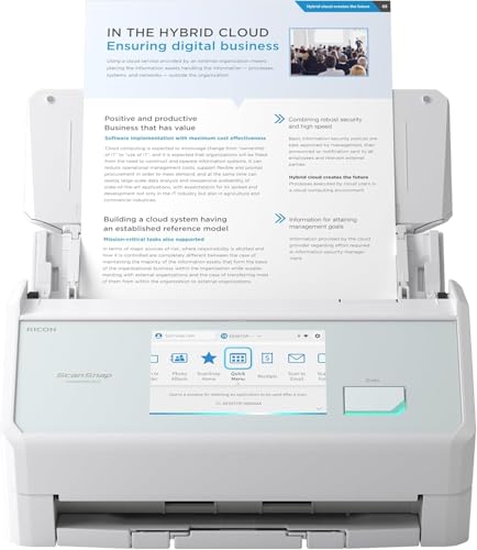 ScanSnap iX2500 Weiß Dokumentenscanner – Ultraschneller Duplex-Scanner mit 45 S./Min., 100-Blatt-ADF, 600 DPI, 5″ Touchscreen, WLAN/Bluetooth/USB-Konnektivität