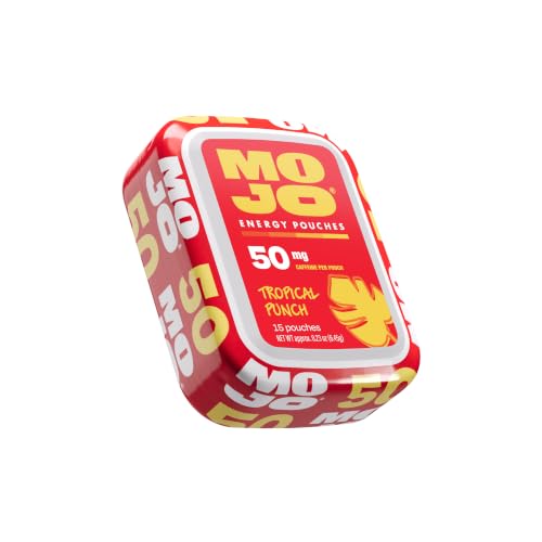 Image of MOJO Caffeine Pouches with Naturally Derived Caffeine from Green Tea, Ginseng, Yerba Mate, L-Theanine & B-Vitamins | Nicotine-Free | Zero Sugar | 50mg Caffeine | Tropical Punch