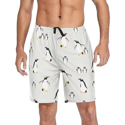 Pajama Pants for Men Cute Penguins Family Animal Summer Men's Sleep Shorts Pajama Bottom Soft...