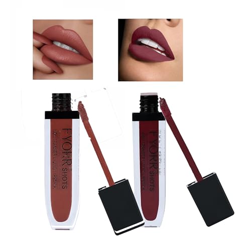 Image of Non Transfer Liquid Lipstick Waterproof Ultra Pigmented Matte Non-Sticky Smooth Finish Lip Color, 6ml (Paraben Cruelty Free) (NudePerfect WineDivine)