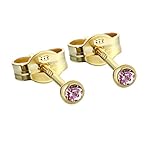 Liferumfang: 2 Stück NKlaus Paar Ohrstecker Gold 333er 2,50mm lavendel Zirkonia Damen Herren Kinder 6591