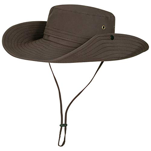 Image of Super Wide Brim Sun Fishing Hat Safari UPF50+ Bucket Boonie Cap for Gardening Hiking Camping