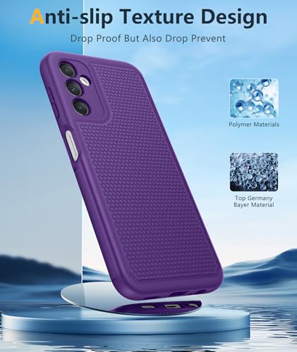 Image of FNTCASE for Galaxy A14-5G Phone Case: Samsung A14 5G Military Grade Drop Protection, 14ft Drop Tested, Screen Protector Included, Anti-Slip Matte Textured, TPU+PC Dual Layer Shockproof Cover (Purple)