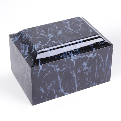 Rsobl Black Marble Cremation Urn Vault for Human Ashes Adult Sized for Ground Burial Home Memorial and Funeral Use