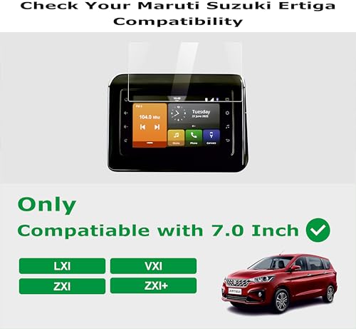 Image of OHAYO Military Strength Screen Protector For MARUTI SUZUKI ERTIGA 9H+ Hardness, Strong Protection, Full Screen Edge-to-Edge Cover, Scratch Resistant, Bubble-Free Installation, Ultra HD Clarity,With installation kit