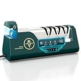 Professional Electric Knife Sharpener with 100% Diamond Abrasives & Precision Angle Guides, 3-Speed Variable 4-Stage Open Touch-Screen LCD Knife Sharpener for Straight, Serrated Edges, Scissors & Axes