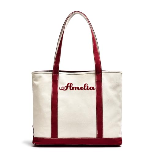 Personalized Embroidered Canvas Bag for Women, Custom Thicken Sho...