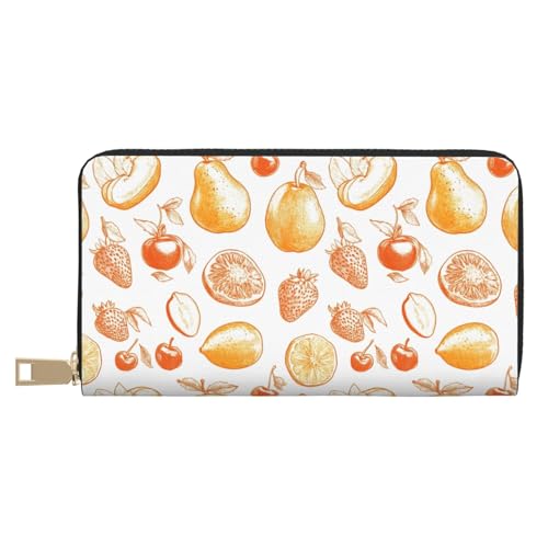 Sketch Fruit Yellow Print Wallet Women, Leather Bifold Multi Card Wallet, Long Purse Women's Wallets