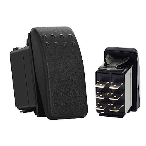 Image of 12V /24V DC Reverse Polarity Switch 6P (ON)-Off-(ON) 3 Way Momentary Rocker Switch Non-Light DPDT Marine Toggle Switch for Car Boat Pontoon Polaris Golf Cart UTV Dashboard Replacement Waterproof IP68