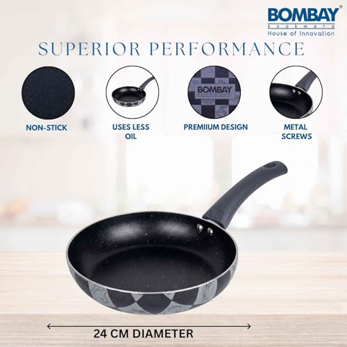 Image of Kala Kruti Non Stick Fry Pan 24 Cm | 1.5 L Deep Fry Pan for Frying, Sauteing & Everyday Cooking | Durable Cookware with Easy Grip Handle | 1 Piece