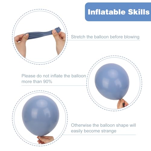 Image of RUBFAC Dusty Blue Balloons 129pcs Different Sizes Pack of 18 12 10 5 Inch, Latex Boho Neutral Blue Balloon Garland Arch Kit for Wedding Engagements Anniversary Baby Shower Birthday Party Decorations