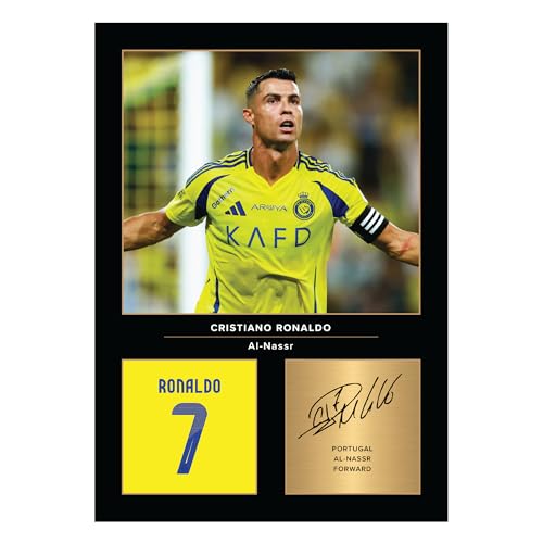 Icons Wall Art Foto impresa firmada A4 de Cristiano Ronaldo Al Nassr FC, regalo para fanáticos del Al Nassr FC, reproducida digitalmente, sin marco