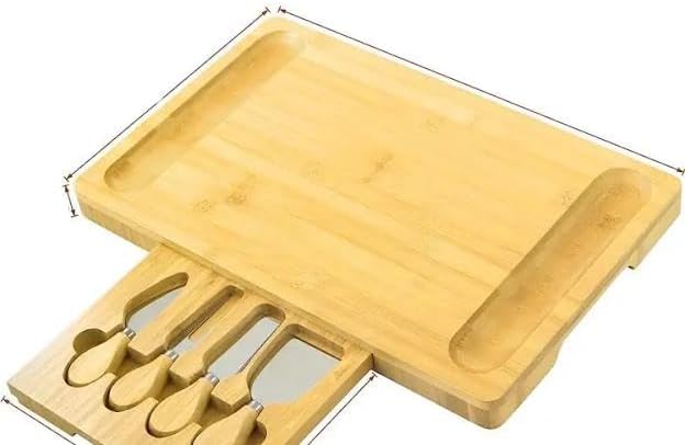 Bamboo Cheese Board – Large Charcuterie Serving Tray for Wine, Cheese & Meats | Elegant Cheese Platter with Smooth Finish | Eco-Friendly Bamboo Wood | Perfect for Entertaining, Gifting & Parties