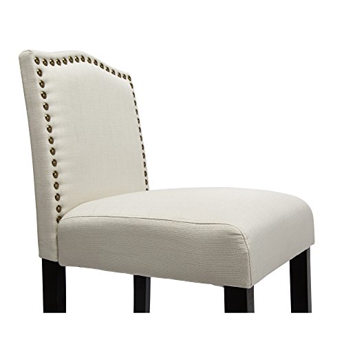 Nobpeint Nail Head Studded Fabric Backed Bar Stools 29 Inch Set Of 2, Beige #TOP3