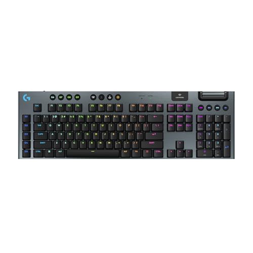 Teclado Mecânico Gamer Sem Fio Logitech G915 X LIGHTSPEED com RGB LIGHTSYNC, USB ou Bluetooth, Teclas Programáveis, Switch de Baixo Perfil GL Brown Tactile, Bateria Recarregável - Preto