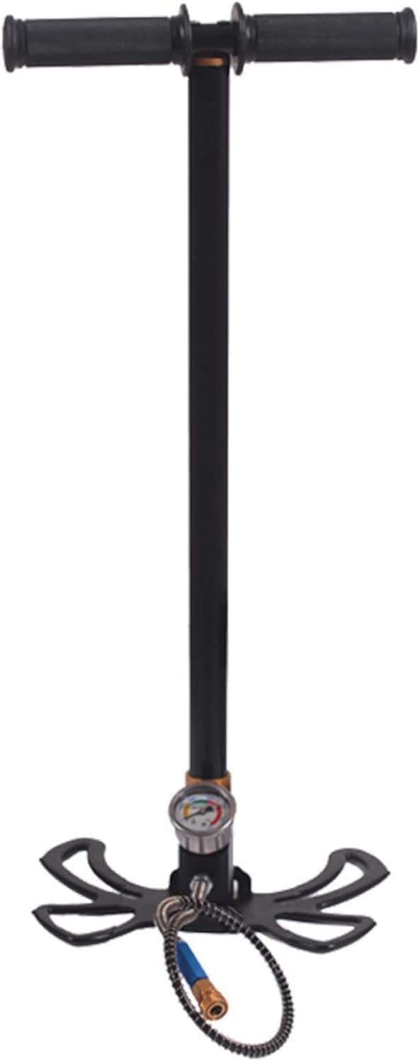 Generisch PCP-Handpumpe 300 bar, Faltbare Pedal-Handpumpe, 4500 PSI Hochdruck-Luftpumpe, dreistufige Edelstahlpumpe für Luftpistolen 30 MPa