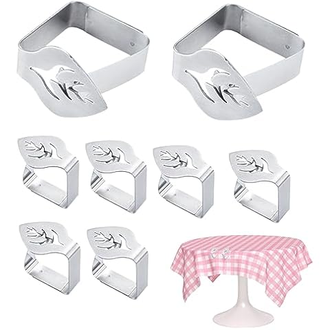 Lot de 8 pinces à nappe en acier inoxydable Cover