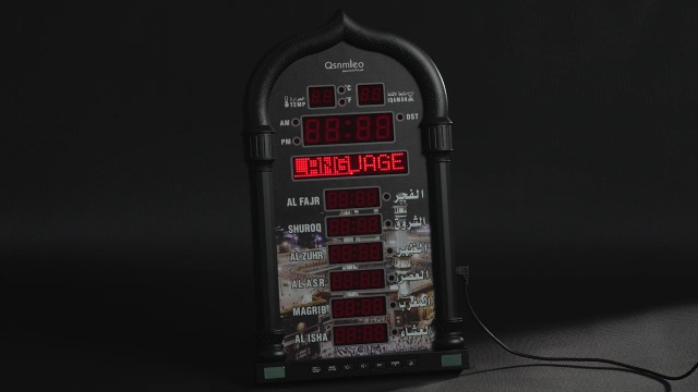 Qsnmieo Azan Clock for USA-Athan Wall Clock-Prayer Islamic Clock,Read Home/Office/Mosque Digital Azan Clock-Ramadan Eid Gifts Black