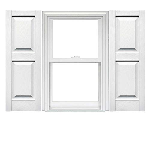 Mid America Raised Panel Vinyl Shutters (1 Pair) - 14.75 x 55 117 Bright White Mid America Raised Panel Vinyl Shutters (1 Pair) - 14.75 x 55 117 Bright White