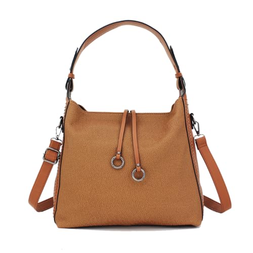 Image of Designer Soft Leather Textured Large Capacity Shoulder Bag Trendy Crossbody Handbag For Women Bag Hobo Tote Purse