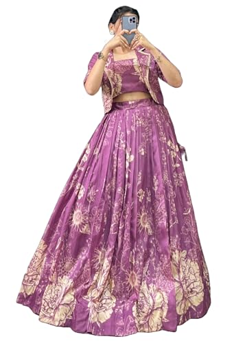 Lehenga 12061 en soie de Tussar imprimée pour mariages élégants