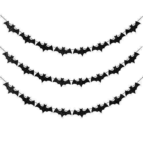 Black Glittery Bat Garland Halloween Garland...