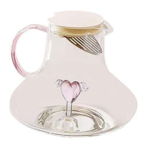 PHENOFICE Caraffa in Vetro Trasparente Per Fredda Brocca Per Bevande Coperchio Resistente Calore e Freddo Adatta Per Tè Succhi Casa o Ufficio