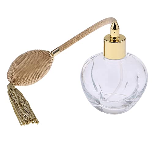 MagiDeal Bouteille de Parfum Rechargeable Vide en Cristal Atomiseur Vaporisateur 100ml avec Frange Pendentif - Jaune
