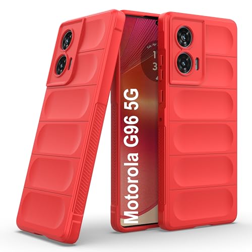 Image of Zapcase Back Case Cover for Motorola G96 5G | Compatible for Motorola G96 5G Back Cover | Liquid Silicon Magic Case with Camera Protection | Red