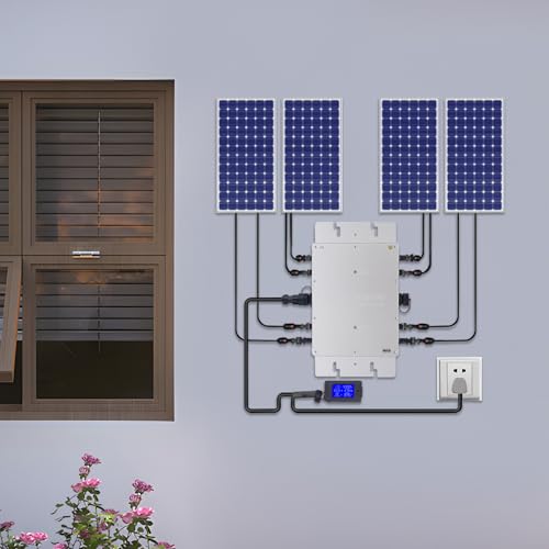 1200W Solar Micro Inverter, IP65 Waterproof Grid Tie Power Converter, PV Energy Optimizer, DC to AC...