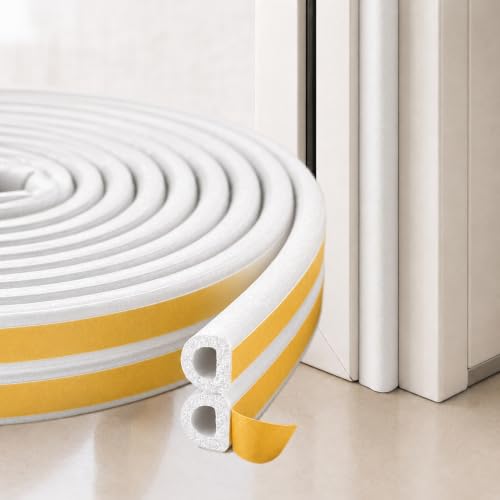 Image of MMT Acoustix Door Gap Filler | EPDM D Shape Self Adhesive Weather Stripping Seal Strip | Main Entry Door Seal | 18 Ft | White | 1 Pc