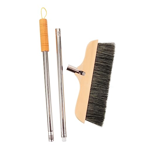 Beavorty Scopa di Legno Manico Lungo Scopa Setole Morbide per Pavimenti Spazzatrice per Uso Design Antistatico e Setole Compatte per Pulizia