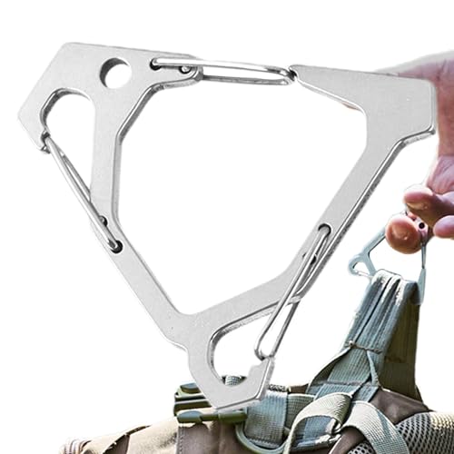 Generic Triangle Carabiner - Portable Triangle Hook | Carabiner Gear Clip and Hook for Suspending Heavy Duty Items | Stainless Steel Triangle Quick Links Heavy Duty Triangle Carabiners, White