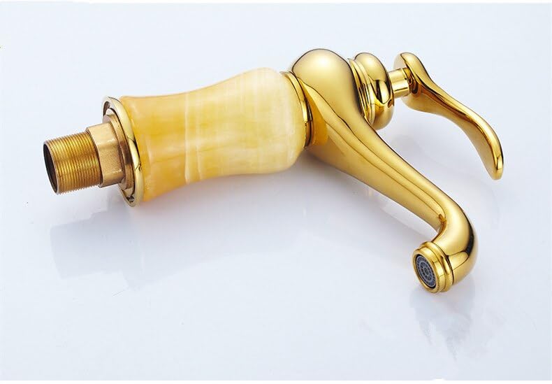 Grifería lavabo dorada de lujo con monomando para un baño elegante modelo SLT0503 4