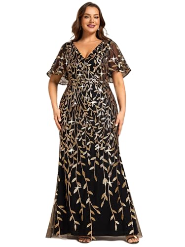 Ever-Pretty Plus Size Sequin Formal Evening Gown