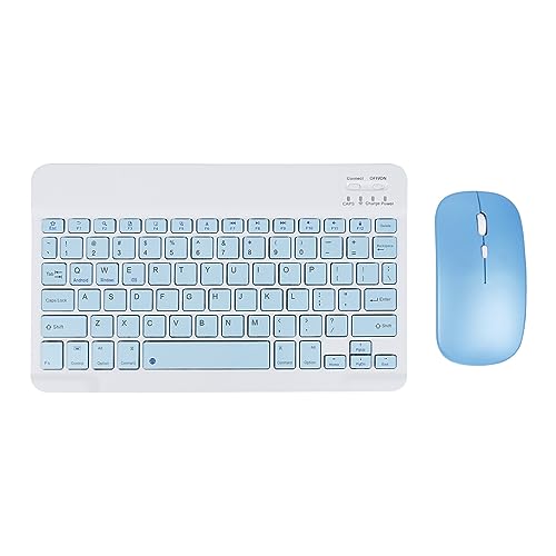 Bluetooth Keyboard and Mouse Combo,Ultra Slim Rechargeable Portable Wireless Keyboard Mouse Set Compact for Android Windows Tablet Cell Phone iPhone iPad Computer Desktop PC Laptop (Blue)